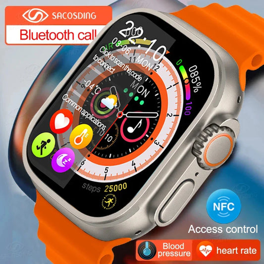 SACOSDING Ultra 8 / Ultra 9 Smart Watch with Bluetooth Calling, NFC, Blood Pressure & Heart Rate Monitoring - Best Smartwatch for Men & Women in Pakistan