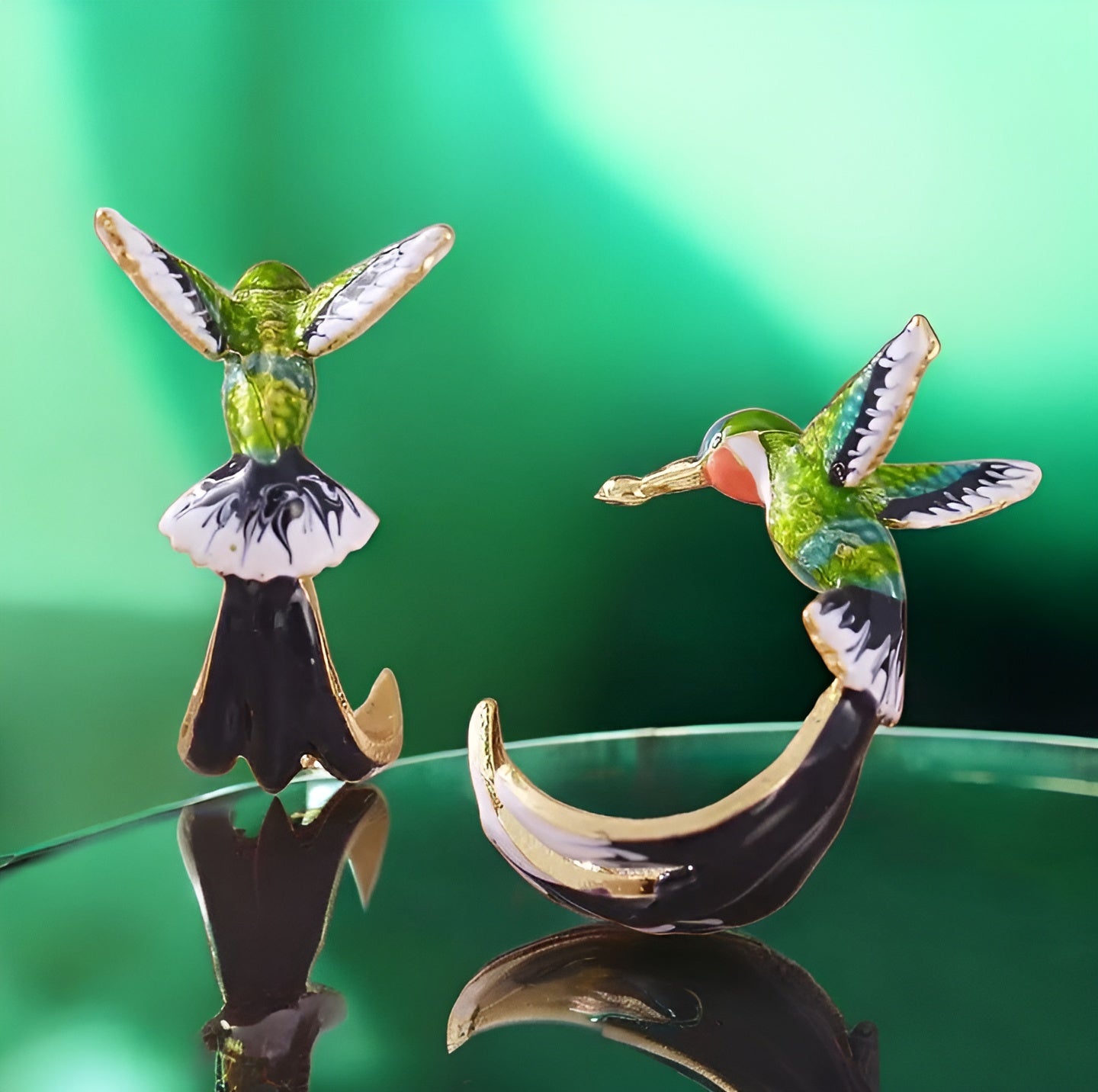 Hummingbird Earrings - Colorful Bird Dangle Earrings - Nature Inspired Statement Jewelry Gift